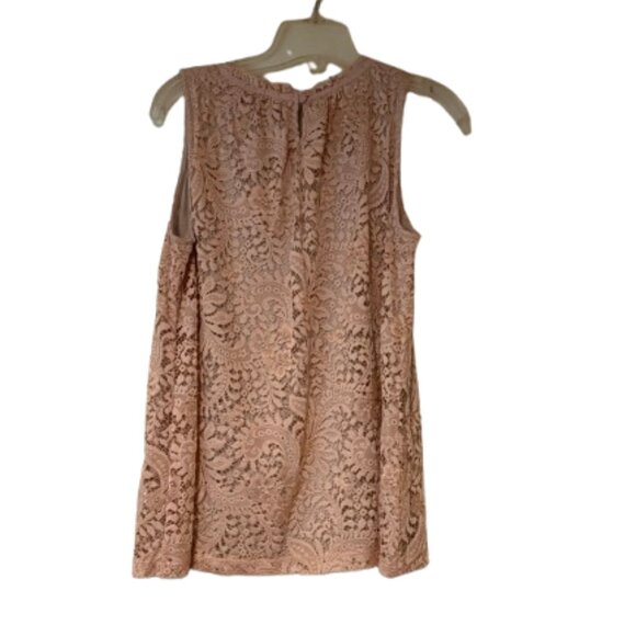 Loft Peach Lace Blouse - Sleeveless - Lined - Medium - Picture 2 of 6